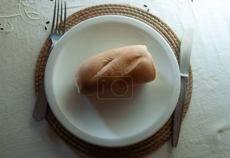 WHITE plate  WITH A BREAD