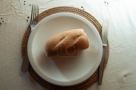 WHITE plate  WITH A BREAD