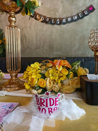 A Cafe Decorated for a Colorful Bridal Shower with Vibrant Flowers