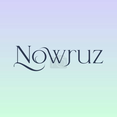 Ilustración de Navruz vacaciones, Hermosa inscripción Navruz, texto caligráfico, Marzo, tarjeta de vacaciones, fondo, gradiente, colores suaves - Imagen libre de derechos