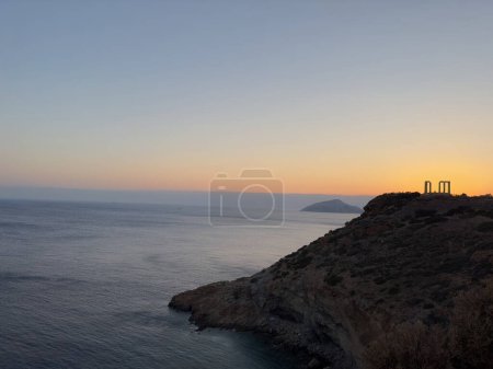 Sunset on the Aegean Sea coast of Piraeus Greece
