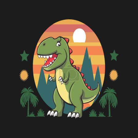 Illustration for Dinosaur t-shirt design template. Dinosaur vector design for t shirt printing - Royalty Free Image