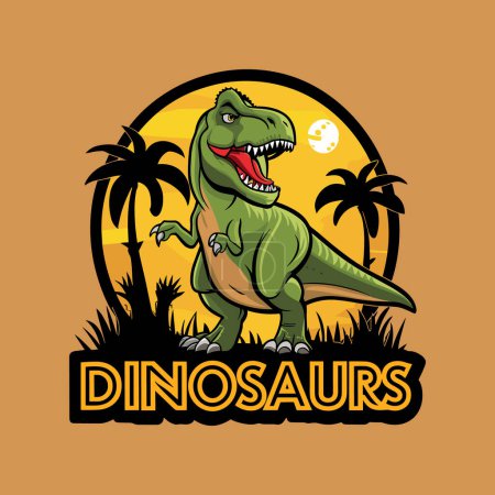 Plantilla de diseño de camiseta de dinosaurio. Diseño de vectores de dinosaurios para impresión de camisetas