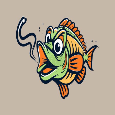 Téléchargez les illustrations : Illustration de poisson d'eau douce de conception plate. Illustration vectorielle de poissons d'eau douce pour la conception de t-shirt - en licence libre de droit
