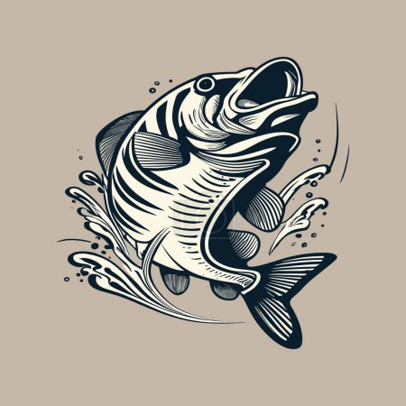 Téléchargez les illustrations : Illustration de poisson d'eau douce de conception plate. Illustration vectorielle de poissons d'eau douce pour la conception de t-shirt - en licence libre de droit