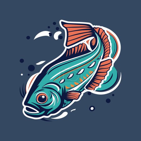 Flat design freshwater fish illustration. Freshwater fish vector illustration for t-shirt design