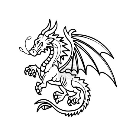 Handgezeichnete Drachen Umriss Illustration