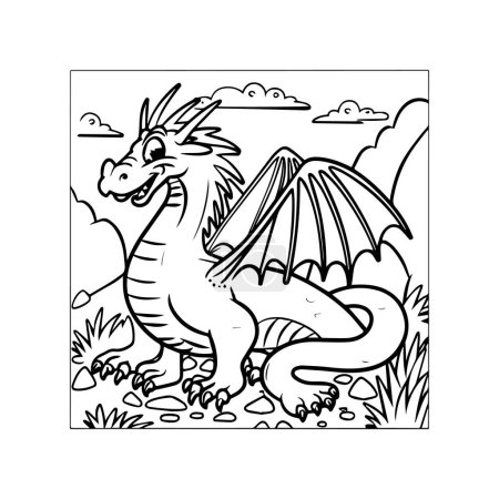 Dibujado a mano dragón esquema ilustración