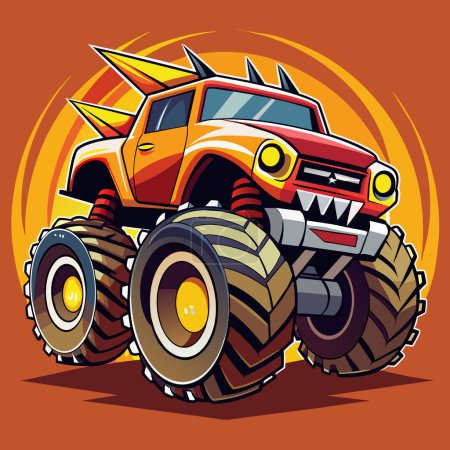 Illustration for Monster Truck Coloring Pages For Kids. Monster Truck Line Art. Monster Truck Outline - Royalty Free Image