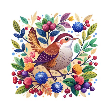 Illustration for Wren bird Illustration. Arizona State Bird Isolated On A White Background - Royalty Free Image
