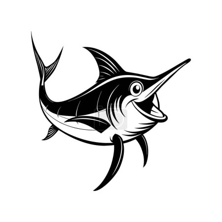 Illustration for Atlantic Blue Marlin fish smiles icon vector - Royalty Free Image