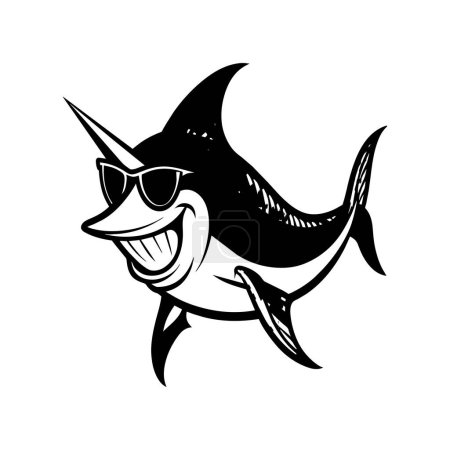 Atlantic Blue Marlin fish smiles icon vector
