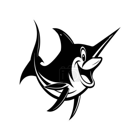 Atlantic Blue Marlin fish smiles icon vector