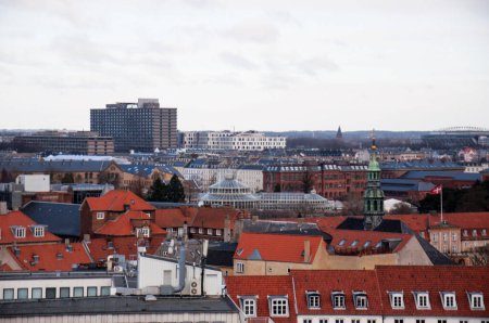 roofs of houses, view of the city of Copenhagen from the tower