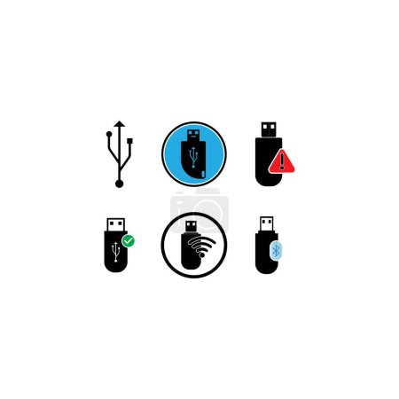 Téléchargez les illustrations : Symbole USB logo vectoriel icône design - en licence libre de droit