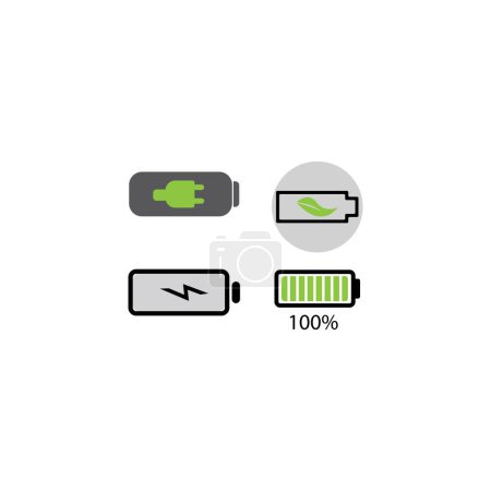 Eco verde logotipo de la batería icono del vector ilustración en diseño plano
