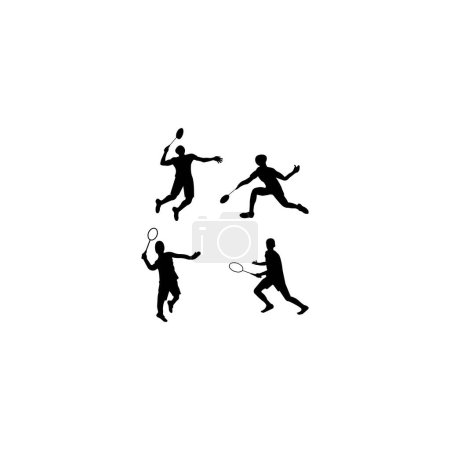 Badminton Players Silhouettes Set.vector Collection of sportsmen. Vector illustration