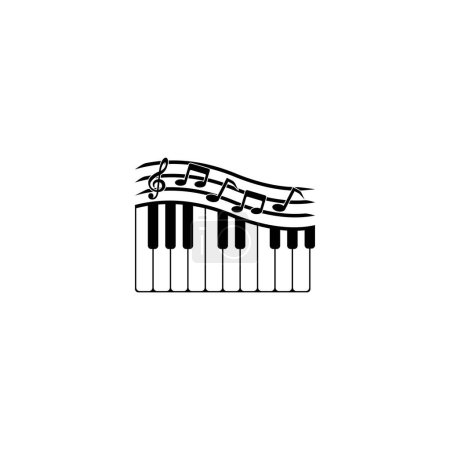 Téléchargez les illustrations : Modèle de logo pour piano illustration vectorielle icône design - en licence libre de droit