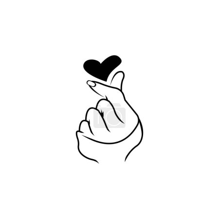 mini i love you hand, korean heart finger i love you sign icon vektor line art illustration aufkleber design social media