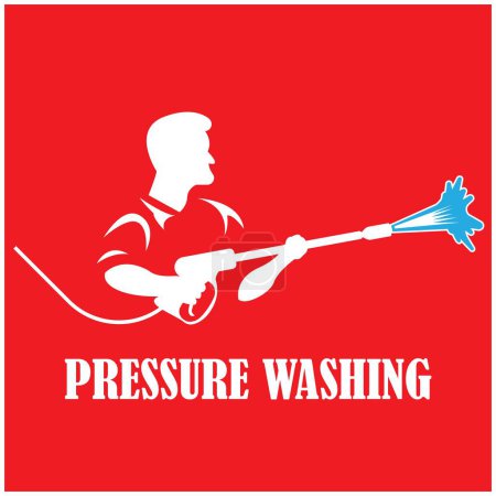 Téléchargez les illustrations : Modèle de logo de lavage sous pression. Conception vectorielle de nettoyage. - en licence libre de droit
