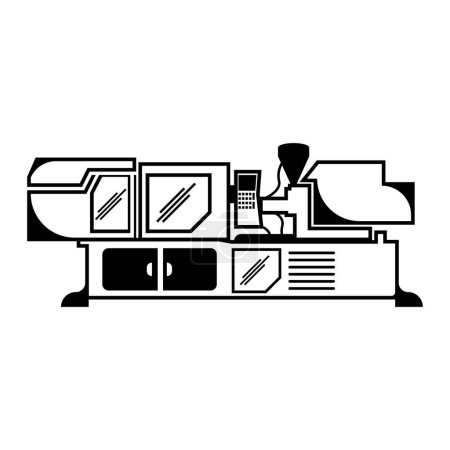 Ilustración de Icono de la máquina de moldeo por inyección eléctrica o hidráulica. vector ilustración diseño. - Imagen libre de derechos