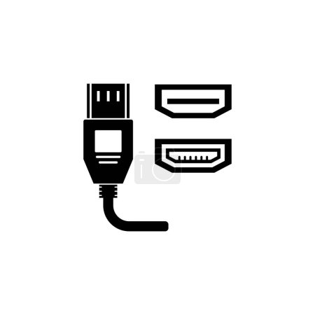 vecteur d'icône de ligne de port hdmi. Signe hdmi port. symbole de contour isolé illustration noire
