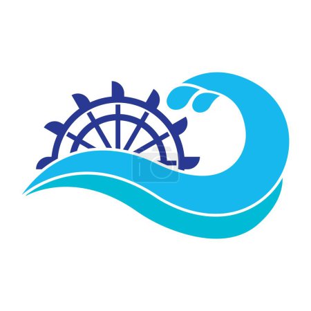 Icono de rueda de agua, plantilla de diseño de ilustración de logotipo.
