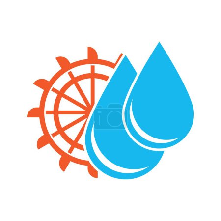 Wasserrad-Symbol, Logo-Illustration Design-Vorlage.