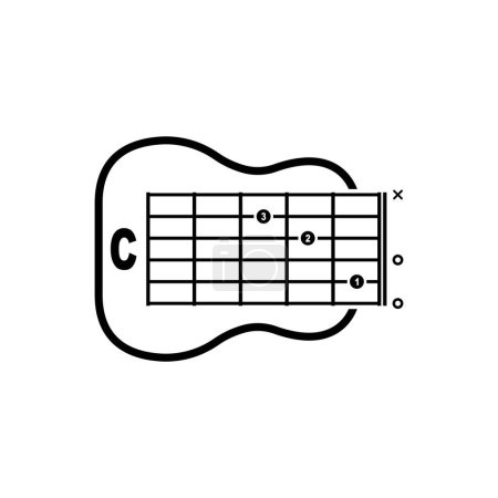 C guitar chord icon. Basic guitar chord vector illustration symbol design