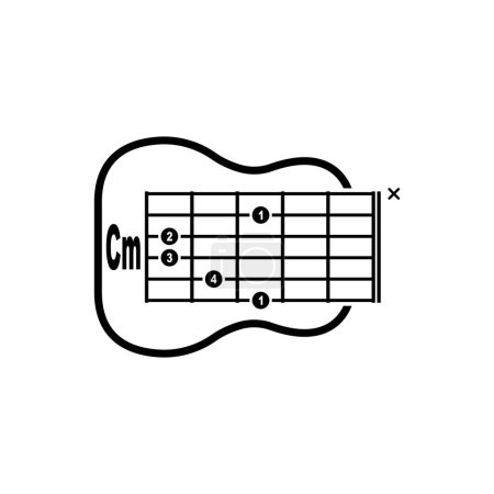 Icône d'accord de guitare Em. Illustration vectorielle d'accord de guitare design de symbole