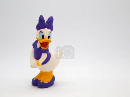 Photo for Daisy Duck. Toy. Cartoon characters from Walt Disney Pictures Studios. Minnie is Mickey Mouse's girlfriend. Daisy is Donald Duck's girlfriend. - Royalty Free Image