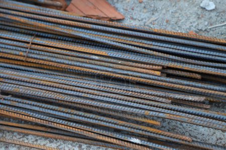 Iron for construction of beams and joists. Iron for construction of buildings and homes. Construction material. Metal beams.