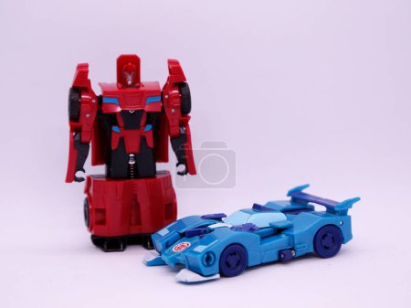 Photo for Transformers cars. Cars that transform into robots. Transforms movie. Toy cars for children. Autobot. Machines. - Royalty Free Image