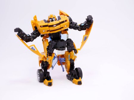 Photo for Bumblebee. Yellow Transformer. Transformers cars. Cars that transform into robots. Transforms movie. Toy cars for children. Autobot. Machines. Yellow. - Royalty Free Image