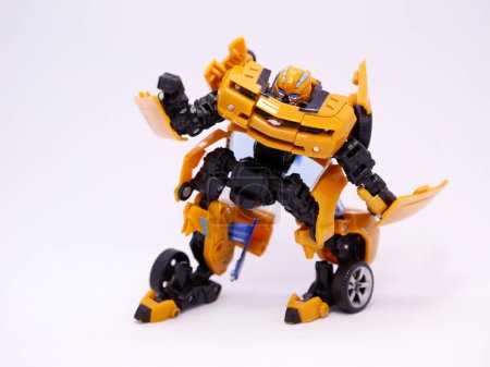Photo for Bumblebee. Yellow Transformers. Transformers cars. Cars that transform into robots. Transforms movie. Toy cars for children. Autobot. Machines. Yellow. - Royalty Free Image