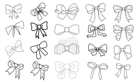 Photo for Dood coquette bow illustration, hand drawn bow, Gift Ribbon, ribbon outline - Royalty Free Image