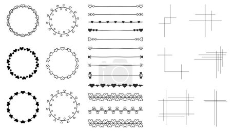 Photo for Linear Wreath Hearts Design, Horizontal Line with Hearts , Geometric elements Illustration - Royalty Free Image