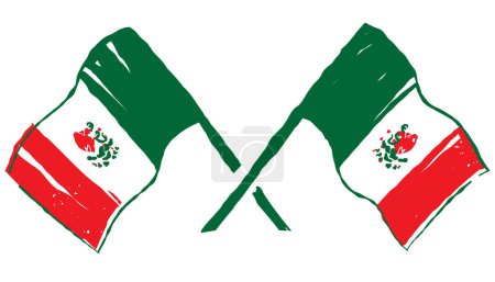 Photo for Handdrawn Sketch Dual Flags of Mexico Vector - Royalty Free Image
