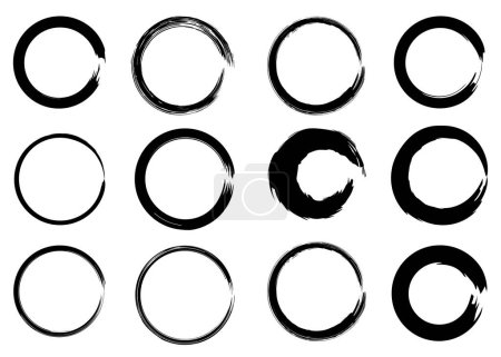 Photo for Black Transparent Circle Brush Stroke Set - Royalty Free Image