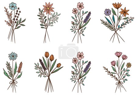 Photo for Floral Bouquet, Wildflower Bouquet, Hand Drawn Vector - Royalty Free Image