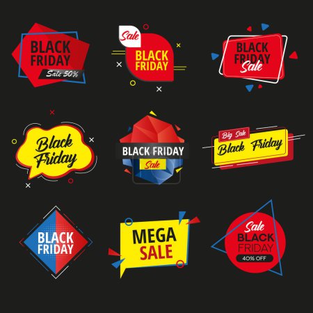 Photo for Black Friday Stickers Set, Banner, Discount Banners Design - Royalty Free Image