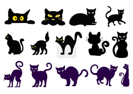 Photo for Halloween Scary Cat Vector illustration bundle, a silhouette Set of Halloween evil black cats - Royalty Free Image