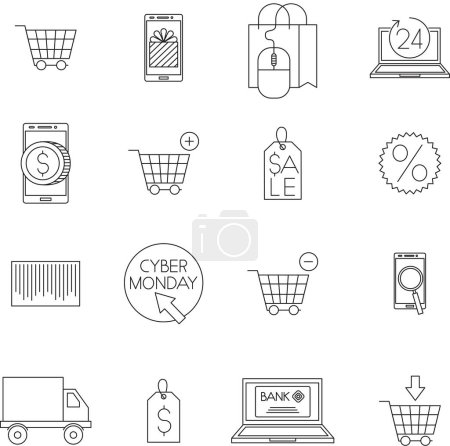 Photo for Cyber Monday Ecommerce Sale Icons set - Royalty Free Image