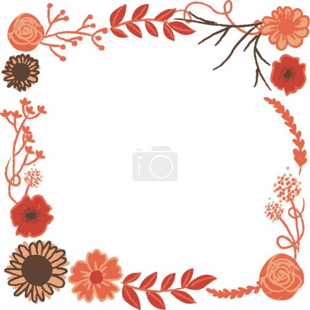Vector de marco de flores de colores de otoño de acción de gracias