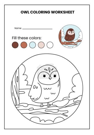 Photo for White and Green Colorful Circular Arts Coloring Animals Activity Worksheet, Kawaii coloring pages - Royalty Free Image
