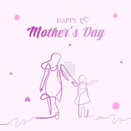 Photo for Happy Mother's Day Art line Design Template Social Media Instagram Post Vector Illustration - Royalty Free Image