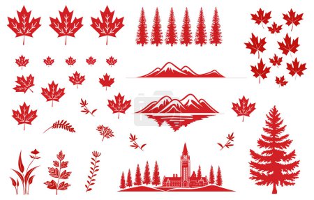 Ilustración de Canada day elements, ornamento ilustración vector aislado sobre fondo blanco - Imagen libre de derechos