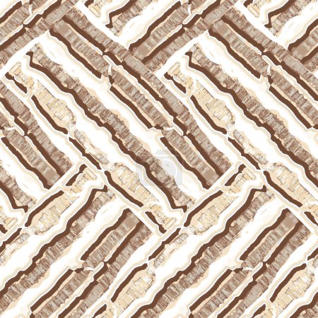 Vector, horizontal, geometric, abstract birch bark motif with braided lines on a white background. Neutral colors, brown, beige, white. Perfect for carpet, floor tiles, bedding, dining room, home