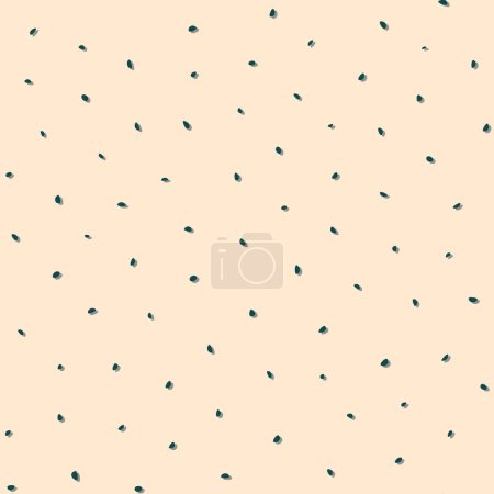 Illustration for Vector seamless, simple, minimalistic, irregular dark green polka dots pattern of poppy seeds and dots of shadows on beige background. Gender neutral hand drawn pattern for scrapbooking, clothing - Royalty Free Image