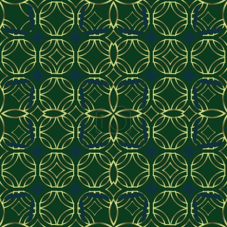 vector, seamless, geometric, orient stile gold lines pattern on dark green, purple background. Vector illustration for luxury design, oriental exotic projects.